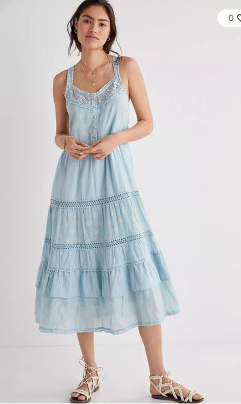 Anthropologie Pilcro Lace Tiered Midi Dress XSP